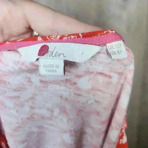 Boden Pheobe Jersey Dress Orange Sunset Jungle Bloom Size 8P Women's - Picture 13 of 13